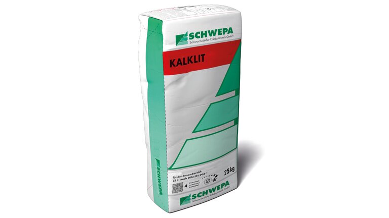 Kalklith, im Sack verpackt, stehend